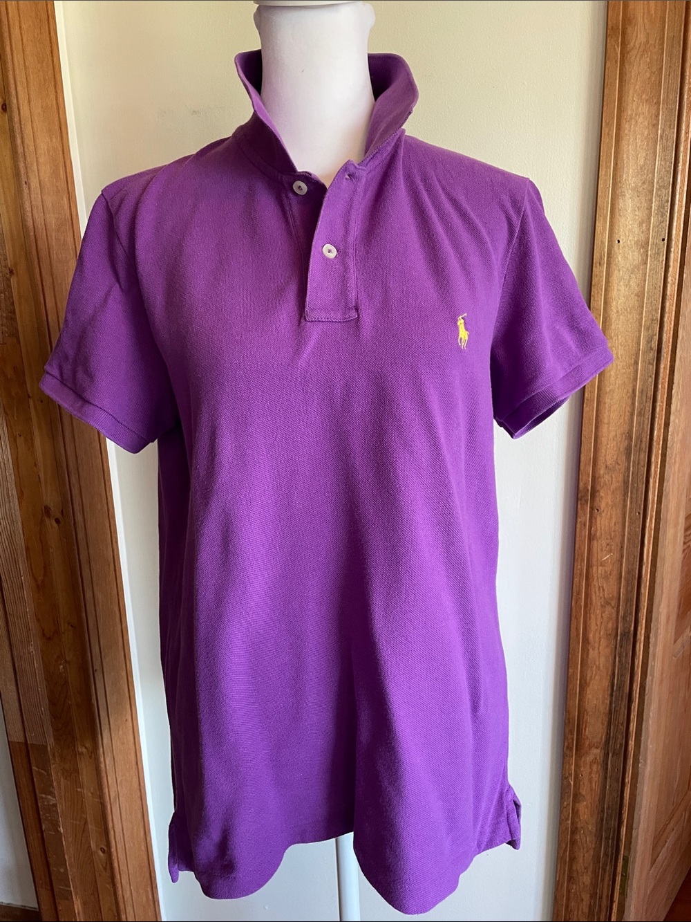 RALPH LAUREN Classic Fit Button-Down Polo Shirt Vibrant Purple L